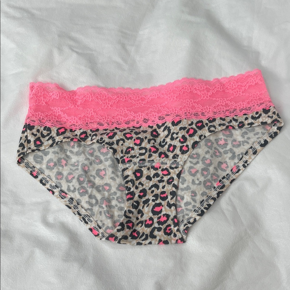 Victoria's Secret Leopard Print Panties with Pink Lace